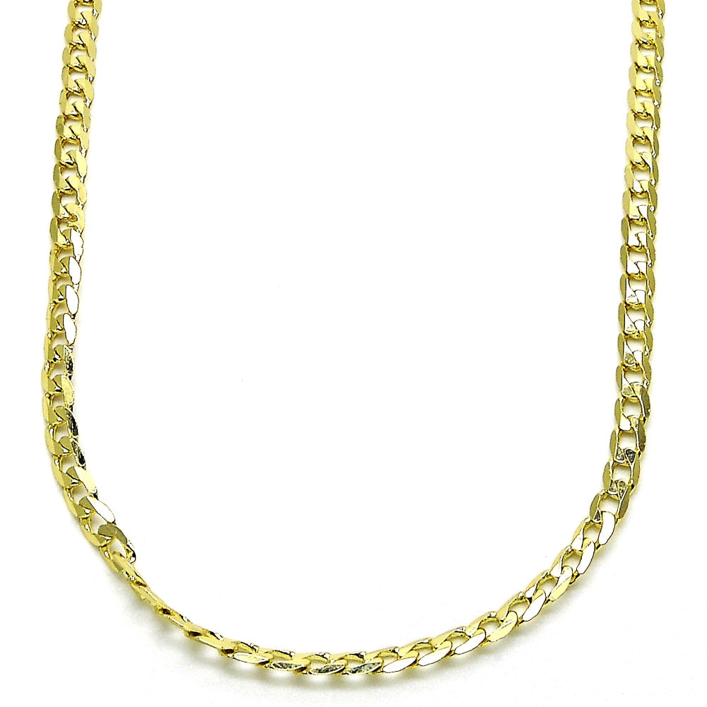 Oro Laminado Basic Necklace, Gold Filled Style Curb Design, Polished, Golden Finish