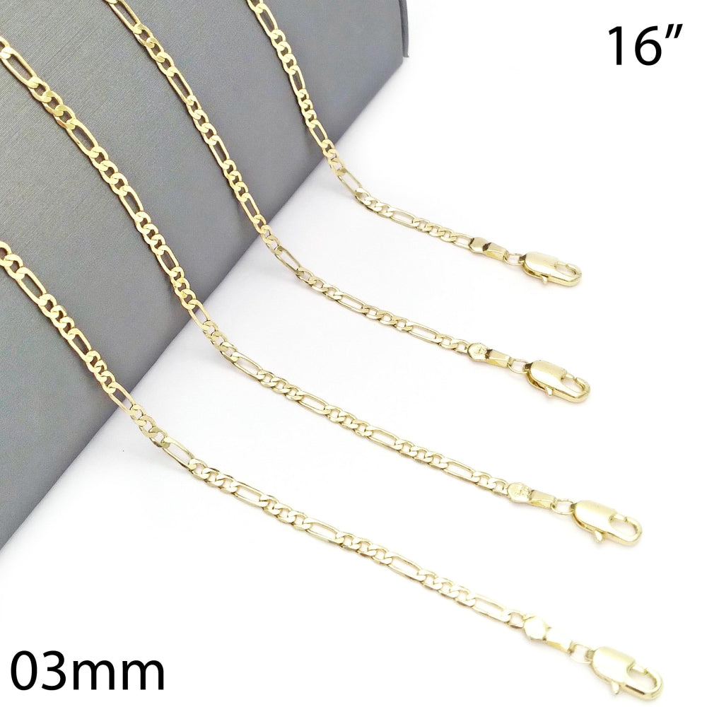 Oro Laminado Basic Necklace, Gold Filled Style Figaro Design, Polished, Golden Finish