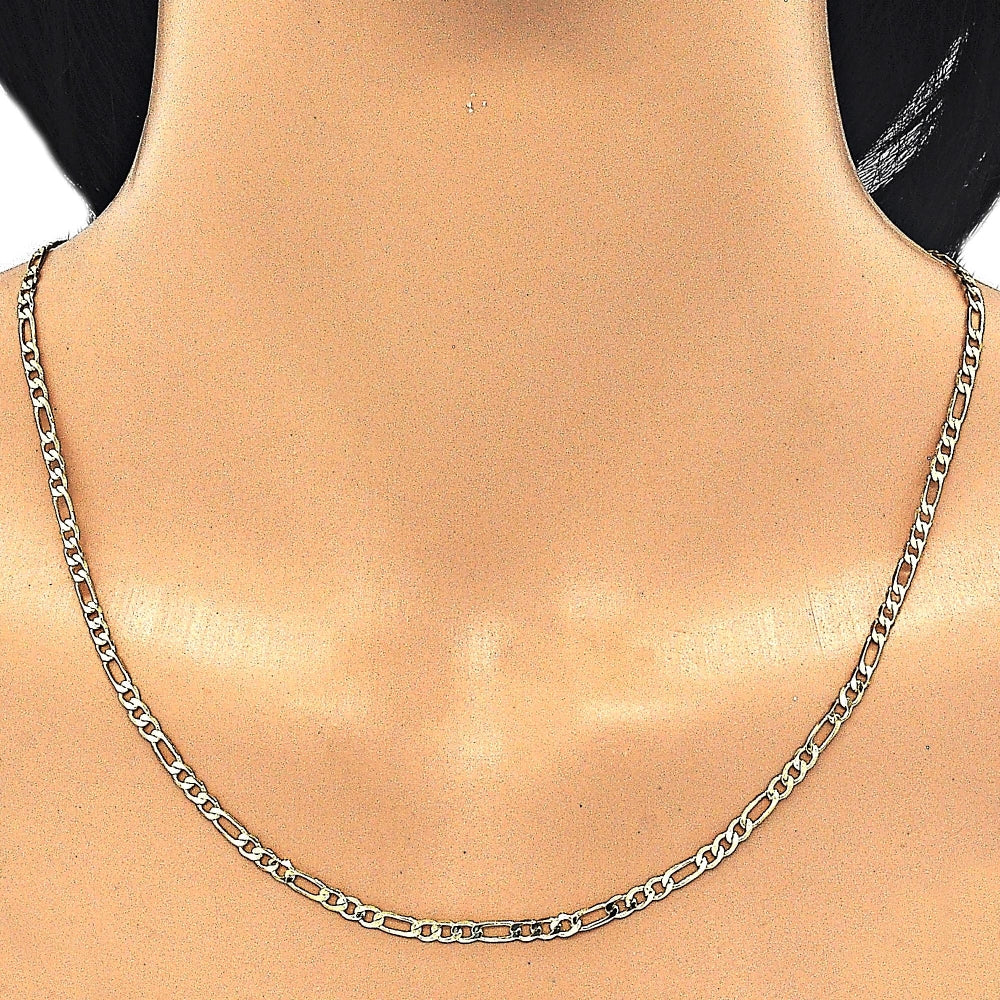 Oro Laminado Basic Necklace, Gold Filled Style Figaro Design, Polished, Golden Finish