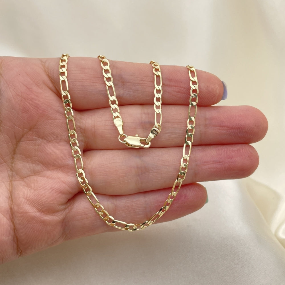 Oro Laminado Basic Necklace, Gold Filled Style Figaro Design, Polished, Golden Finish