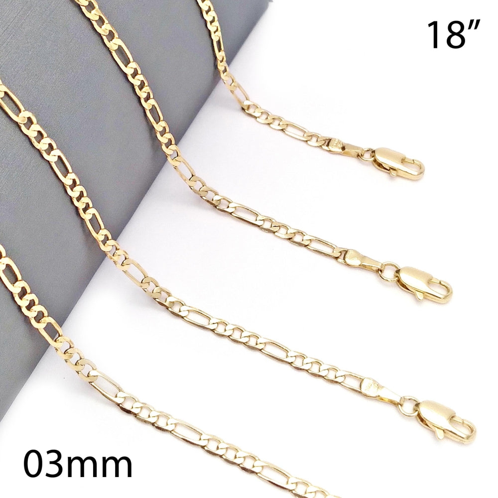 Oro Laminado Basic Necklace, Gold Filled Style Figaro Design, Polished, Golden Finish