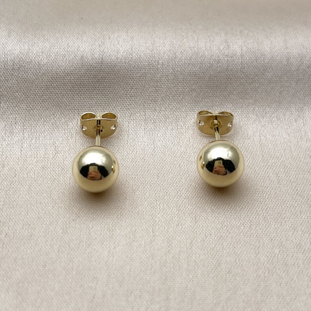 Oro Laminado Stud Earring, Gold Filled Style Ball Design, Polished, Golden Finish