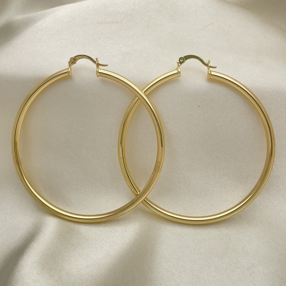 Oro Laminado Large Hoop, Gold Filled Style Hollow Design, Polished, Golden Finish