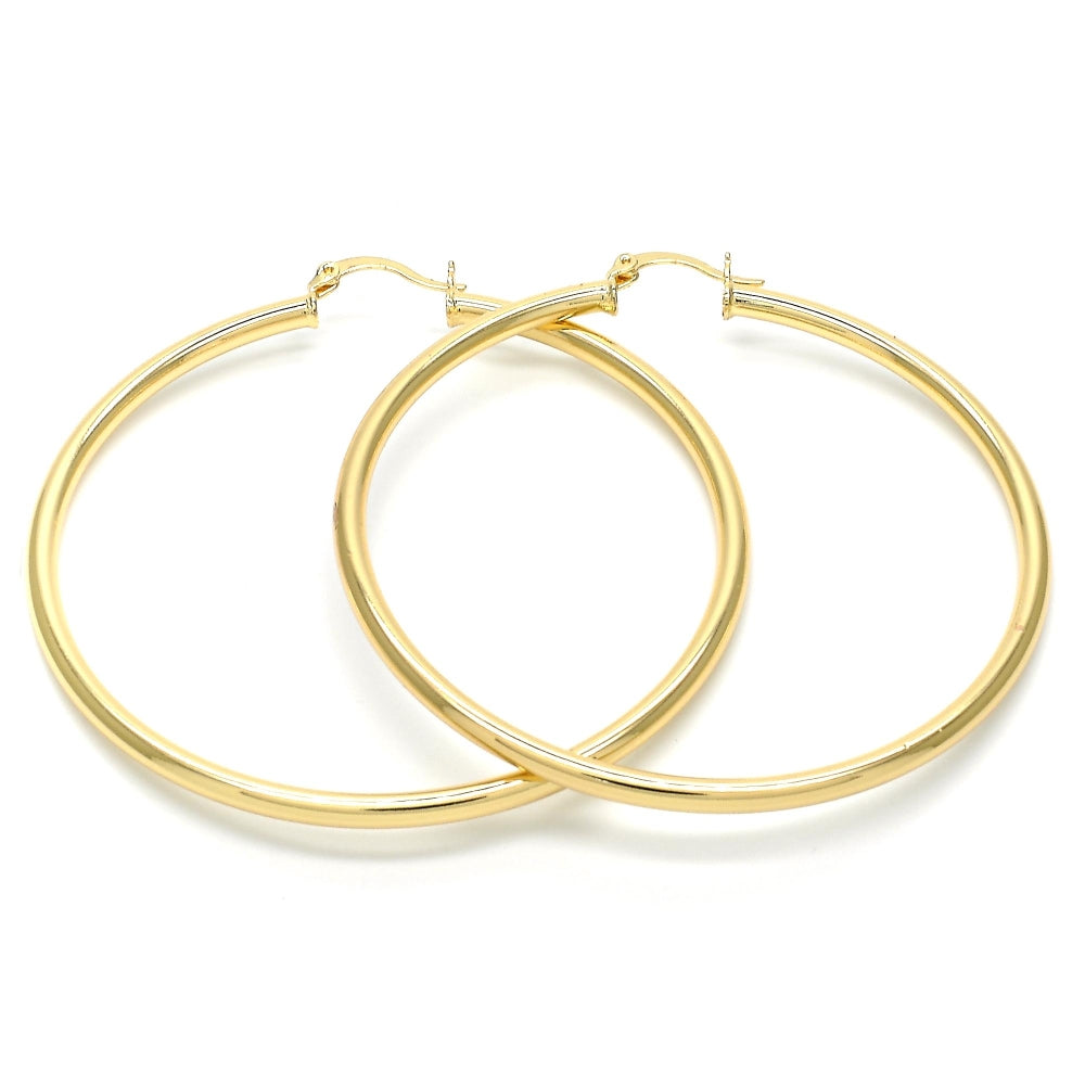 Oro Laminado Large Hoop, Gold Filled Style Hollow Design, Polished, Golden Finish