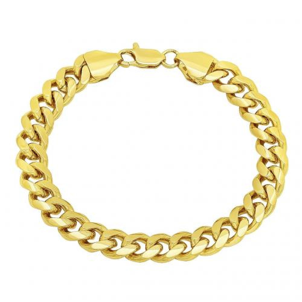 Oro Laminado Basic Bracelet, Gold Filled Style Miami Cuban Design, Polished, Golden Finish