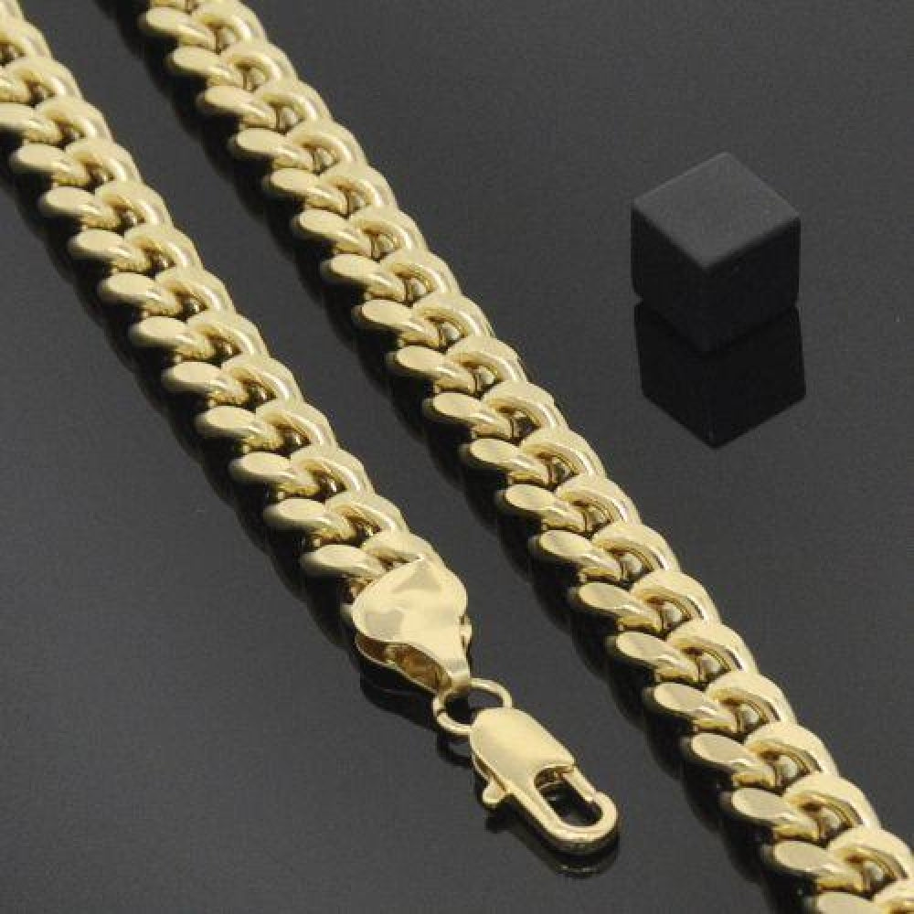 Oro Laminado Basic Bracelet, Gold Filled Style Miami Cuban Design, Polished, Golden Finish