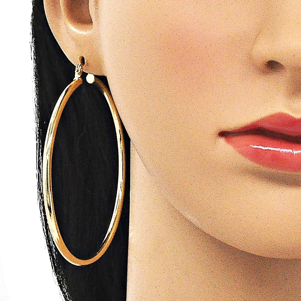 Oro Laminado Extra Large Hoop, Gold Filled Style Hollow Design, Polished, Golden Finish