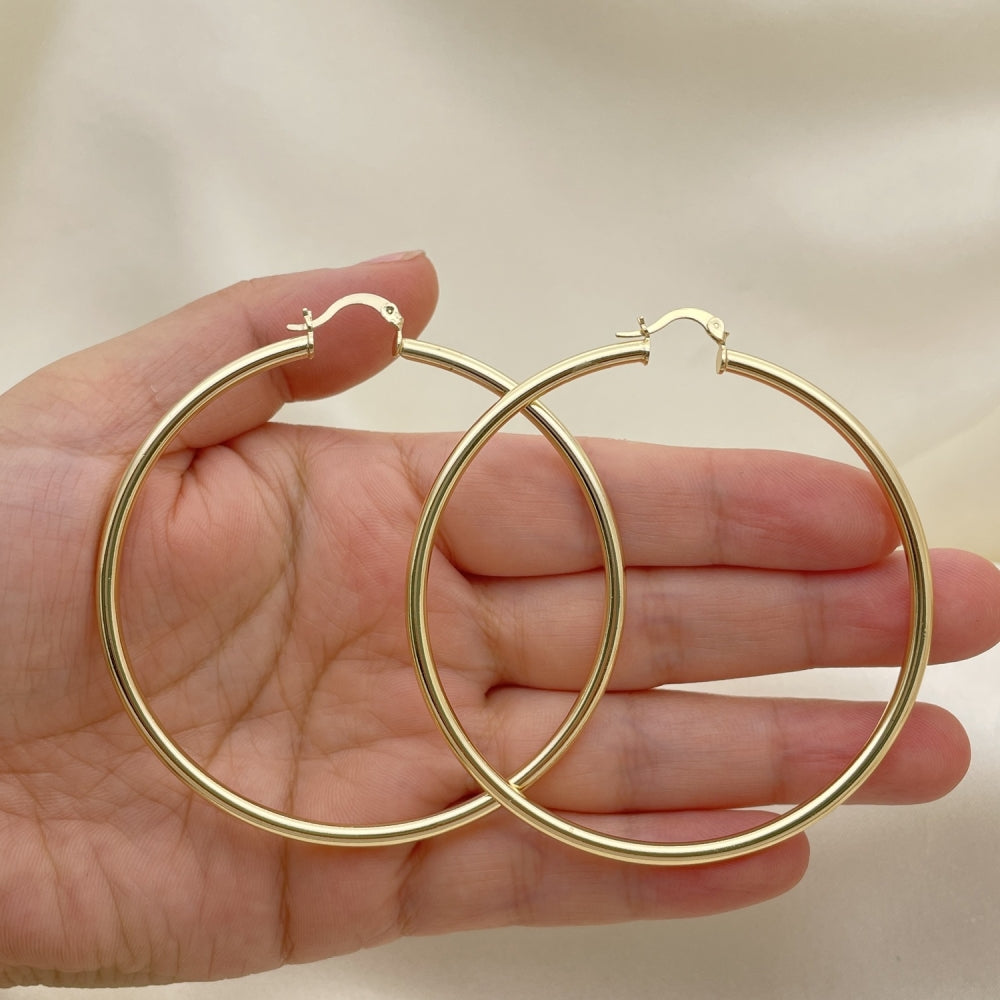 Oro Laminado Extra Large Hoop, Gold Filled Style Hollow Design, Polished, Golden Finish