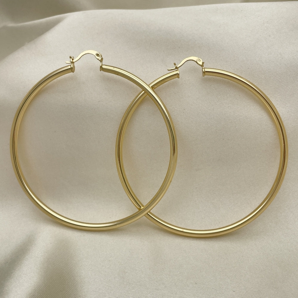 Oro Laminado Extra Large Hoop, Gold Filled Style Hollow Design, Polished, Golden Finish