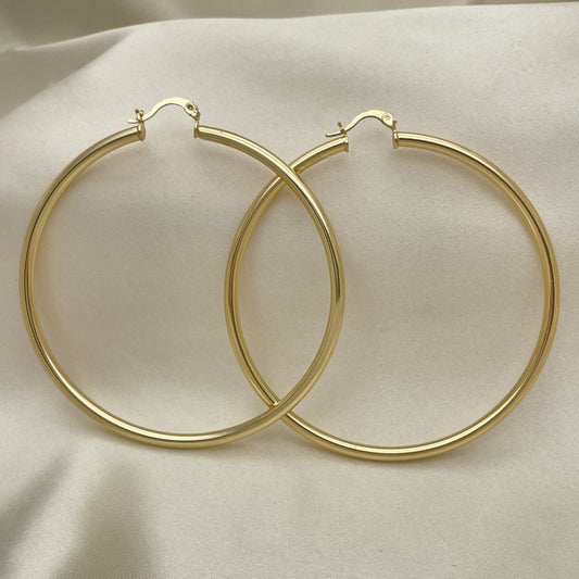 Oro Laminado Extra Large Hoop, Gold Filled Style Hollow Design, Polished, Golden Finish