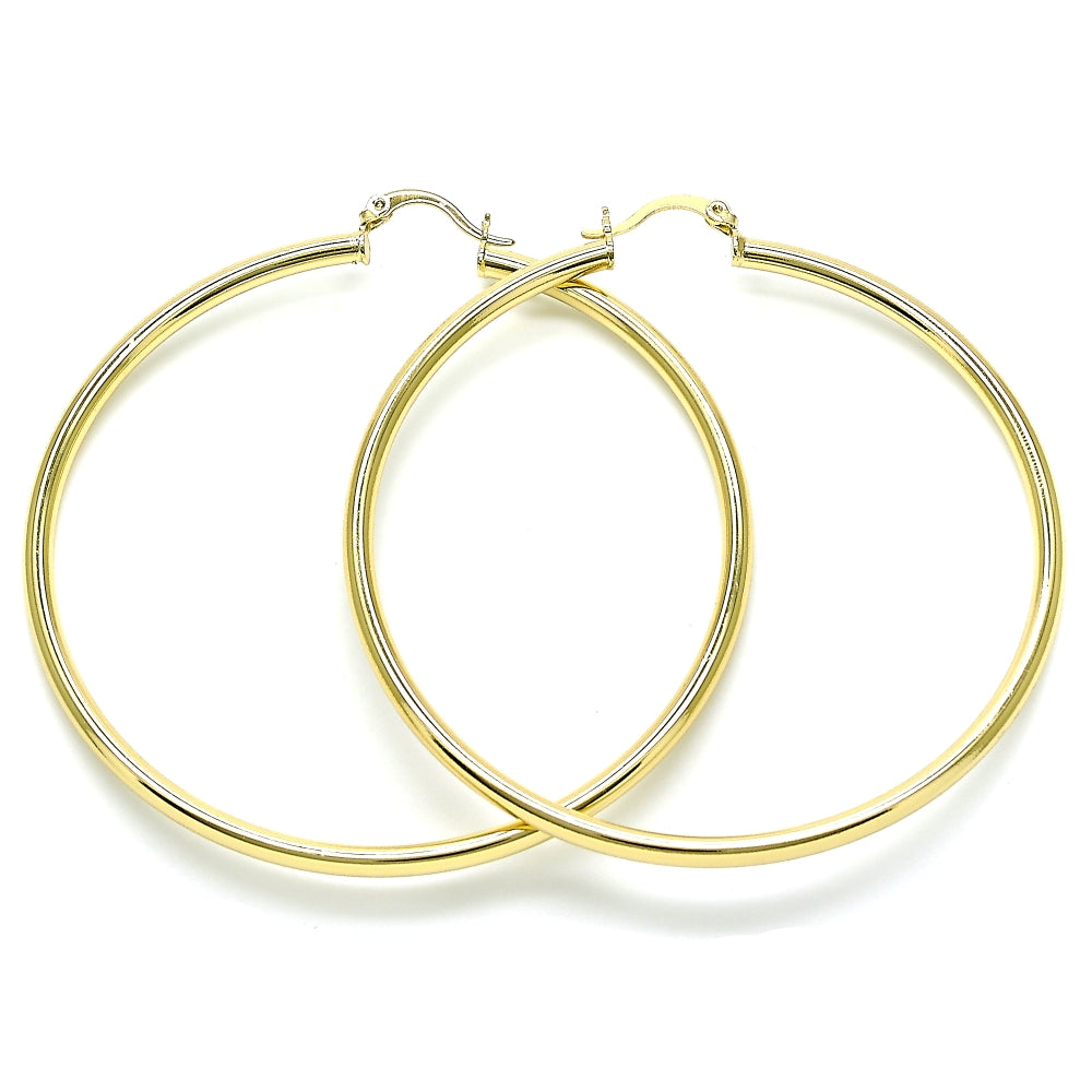 Oro Laminado Extra Large Hoop, Gold Filled Style Hollow Design, Polished, Golden Finish