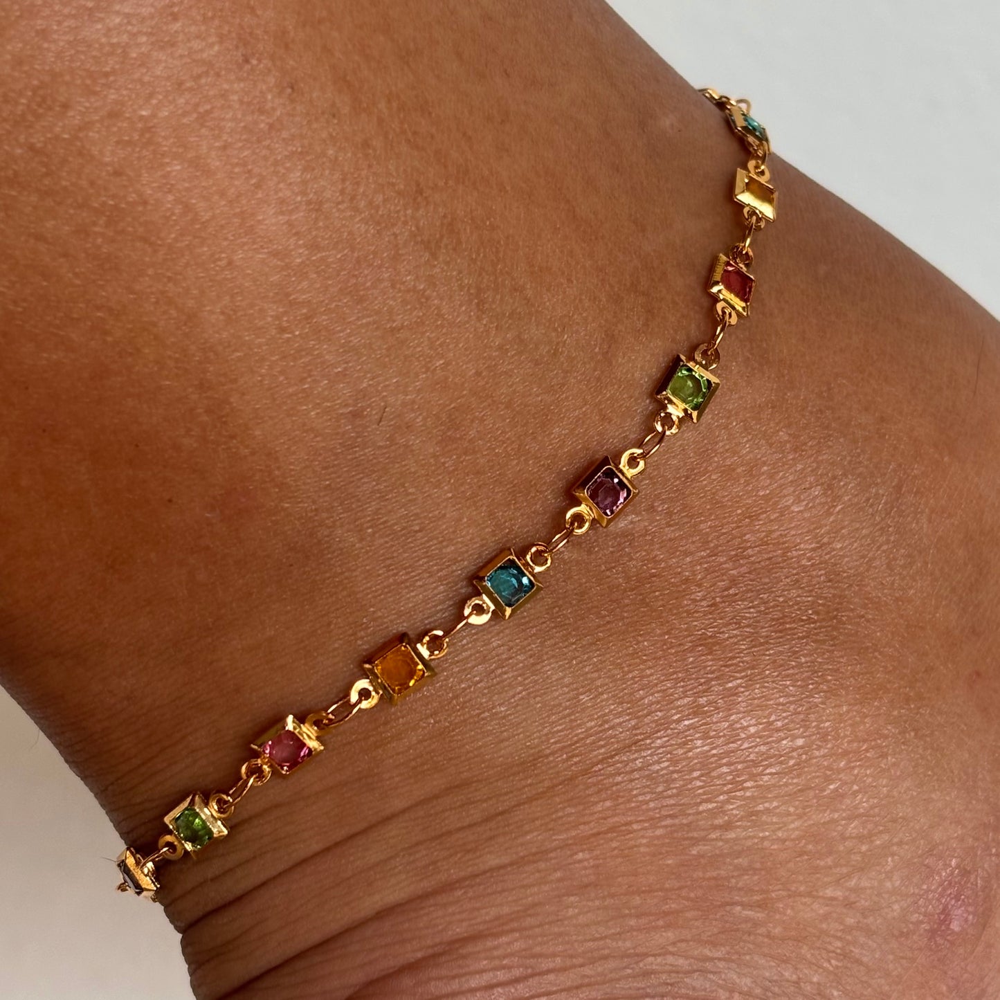 Multicolor Square Anklet