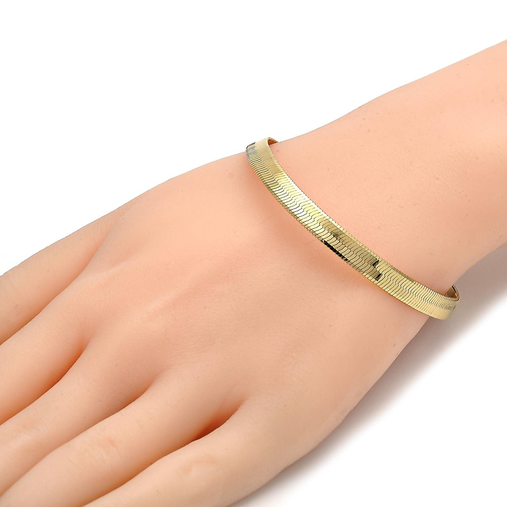 Oro Laminado Basic Bracelet, Gold Filled Style Herringbone Design, Polished, Golden Finish