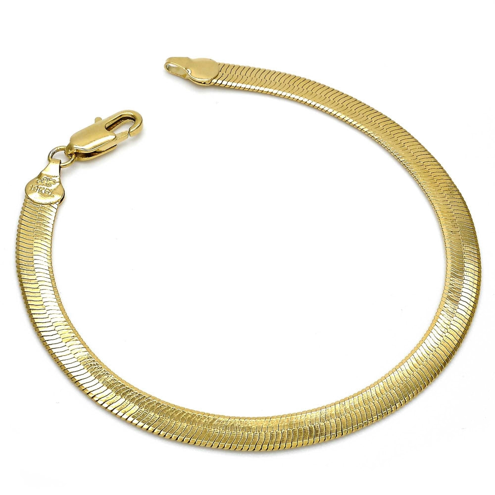 Oro Laminado Basic Bracelet, Gold Filled Style Herringbone Design, Polished, Golden Finish