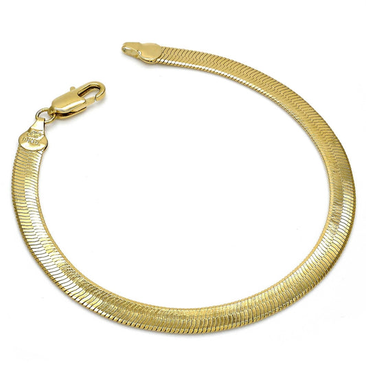 Oro Laminado Basic Bracelet, Gold Filled Style Herringbone Design, Polished, Golden Finish
