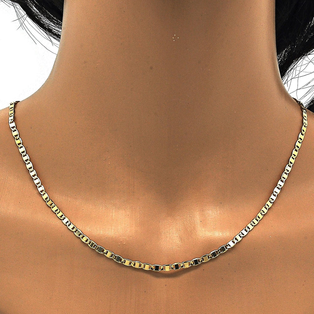 Oro Laminado Basic Necklace, Gold Filled Style Mariner Design, Polished, Golden Finish