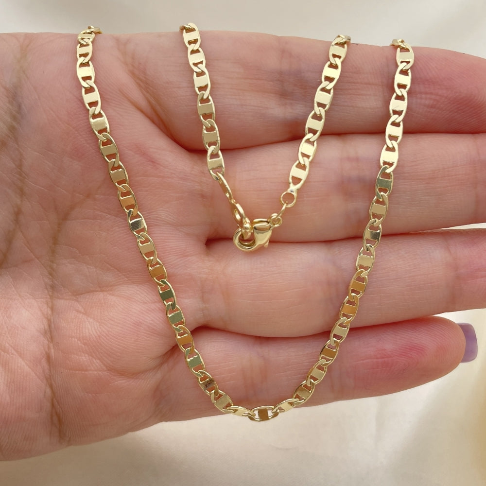 Oro Laminado Basic Necklace, Gold Filled Style Mariner Design, Polished, Golden Finish