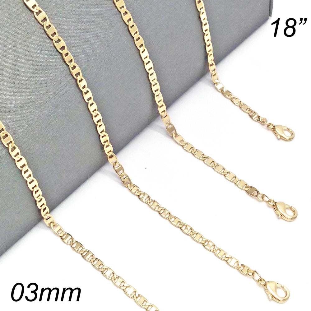 Oro Laminado Basic Necklace, Gold Filled Style Mariner Design, Polished, Golden Finish