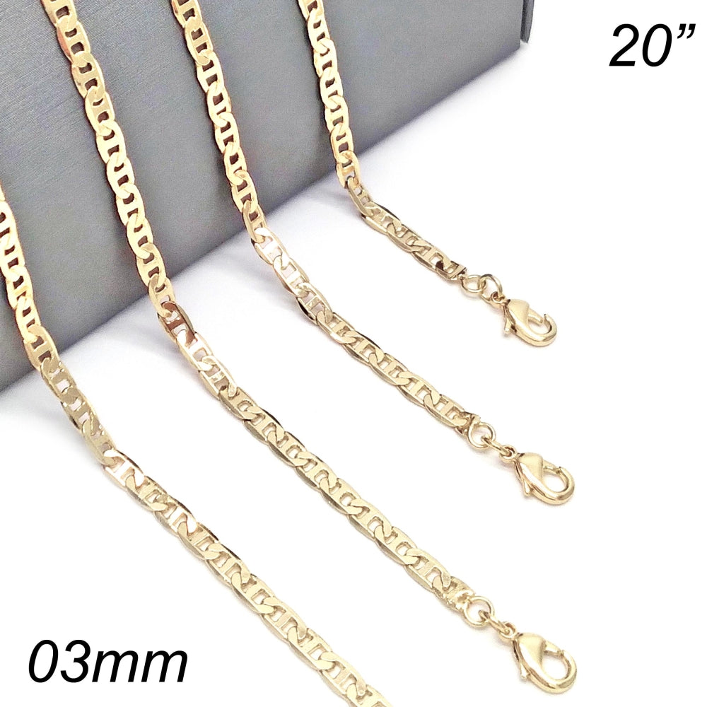 Oro Laminado Basic Necklace, Gold Filled Style Mariner Design, Polished, Golden Finish
