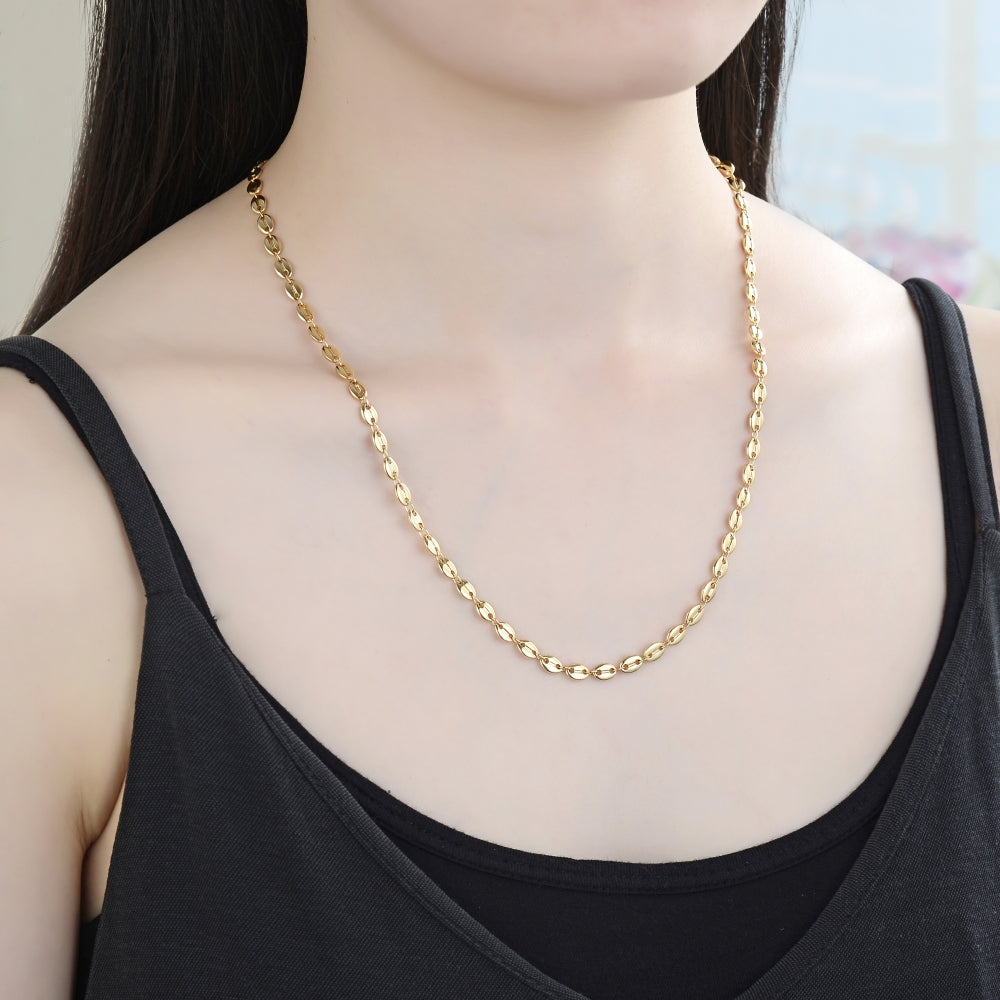 Oro Laminado Basic Necklace, Gold Filled Style Puff Mariner Design, Polished, Golden Finish