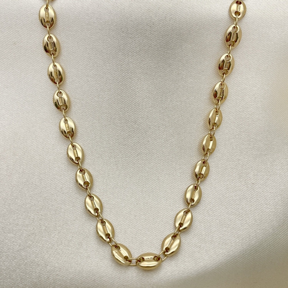 Oro Laminado Basic Necklace, Gold Filled Style Puff Mariner Design, Polished, Golden Finish