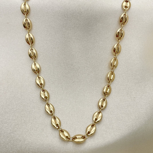 Oro Laminado Basic Necklace, Gold Filled Style Puff Mariner Design, Polished, Golden Finish