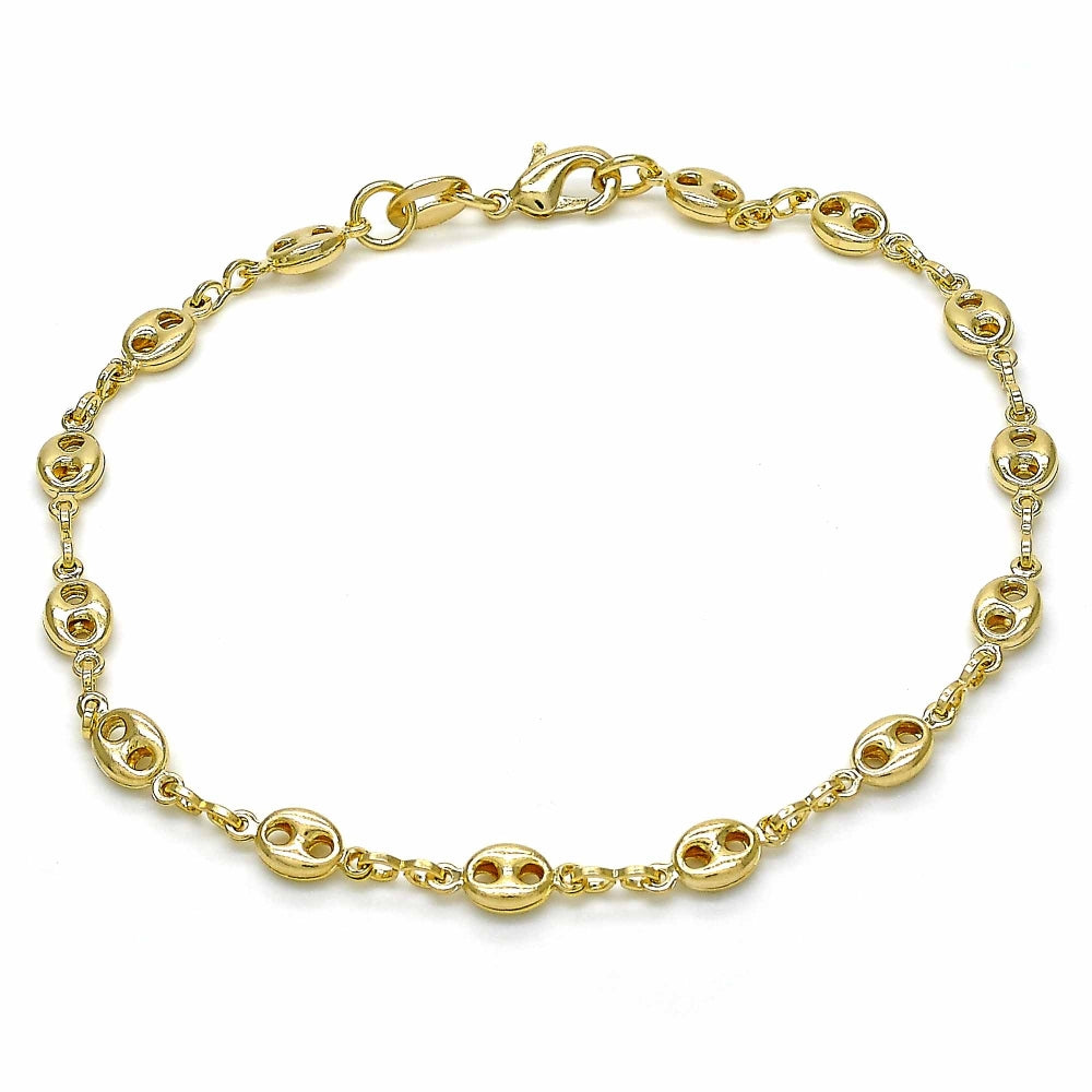 Oro Laminado Basic Bracelet, Gold Filled Style Puff Mariner Design, Polished, Golden Finish