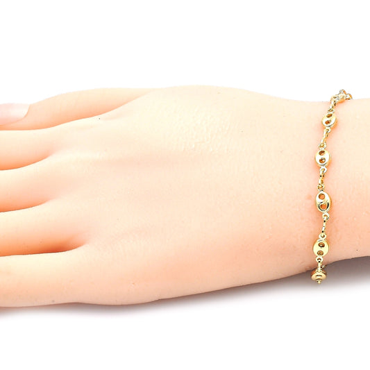 Oro Laminado Basic Bracelet, Gold Filled Style Puff Mariner Design, Polished, Golden Finish