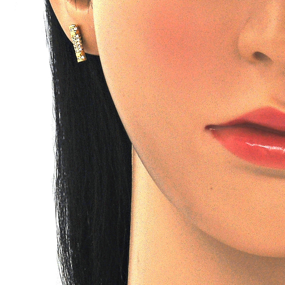 Oro Laminado Stud Earring, Gold Filled Style with White Cubic Zirconia, Polished, Golden Finish