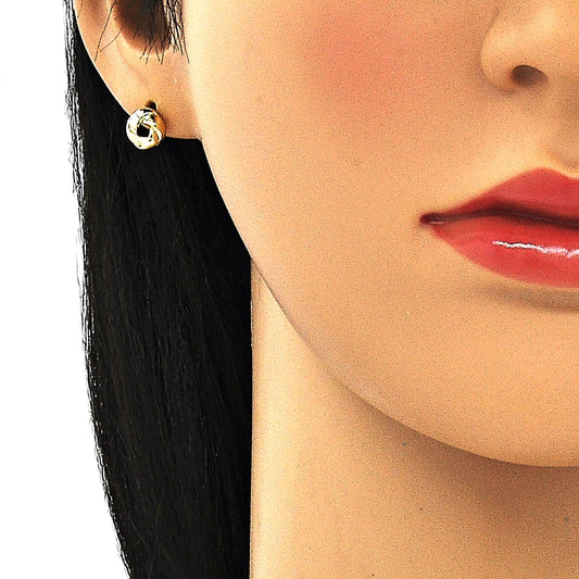 Oro Laminado Stud Earring, Gold Filled Style Love Knot Design, Polished, Golden Finish