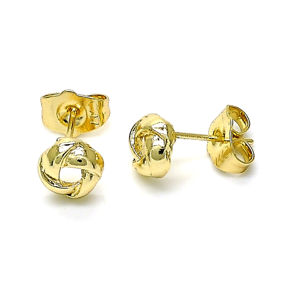 Oro Laminado Stud Earring, Gold Filled Style Love Knot Design, Polished, Golden Finish
