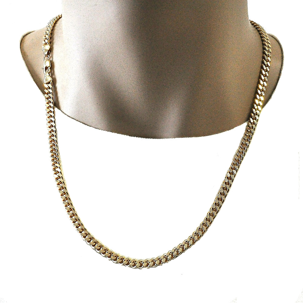 Oro Laminado Basic Necklace, Gold Filled Style Miami Cuban Design, Polished, Golden Finish