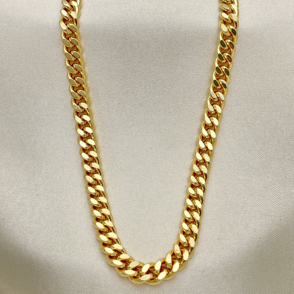 Oro Laminado Basic Necklace, Gold Filled Style Miami Cuban Design, Polished, Golden Finish