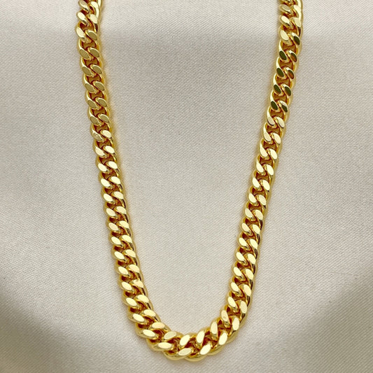 Oro Laminado Basic Necklace, Gold Filled Style Miami Cuban Design, Polished, Golden Finish