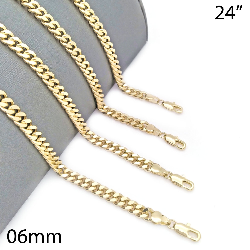 Oro Laminado Basic Necklace, Gold Filled Style Miami Cuban Design, Polished, Golden Finish