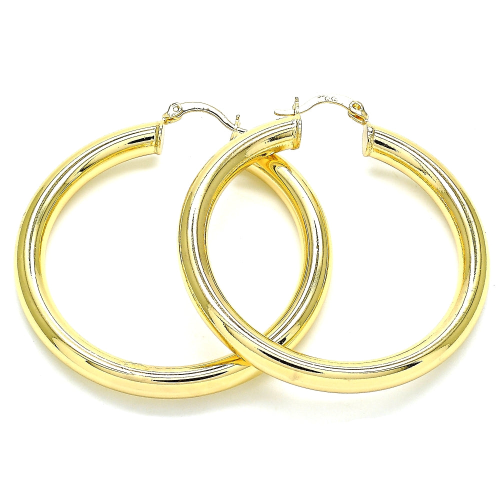 Oro Laminado Large Hoop, Gold Filled Style Hollow Design, Polished, Golden Finish