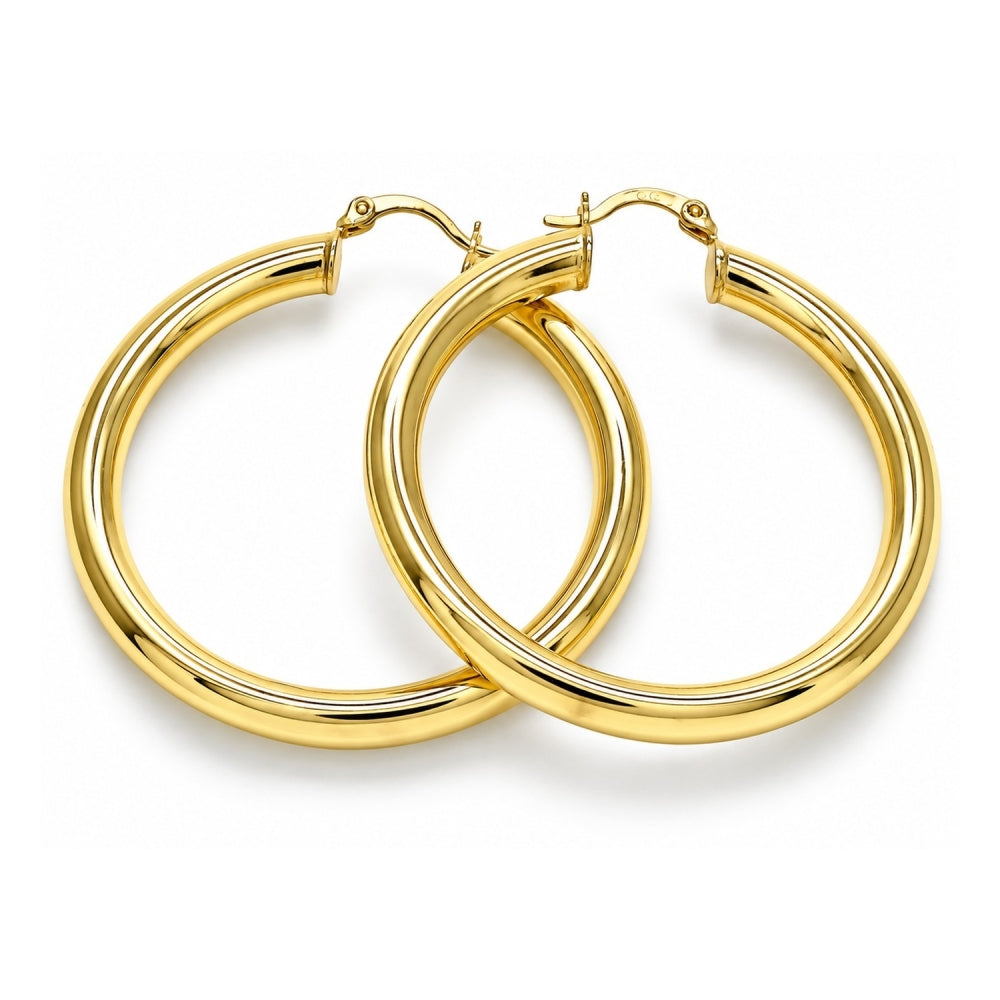Oro Laminado Large Hoop, Gold Filled Style Hollow Design, Polished, Golden Finish