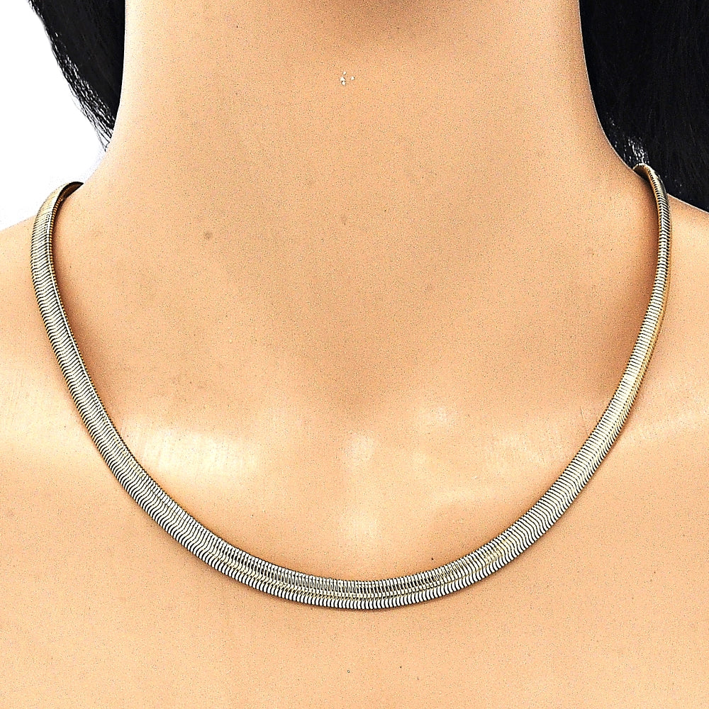Oro Laminado Necklace and Bracelet, Gold Filled Style Rat Tail Design, Polished, Golden Finish