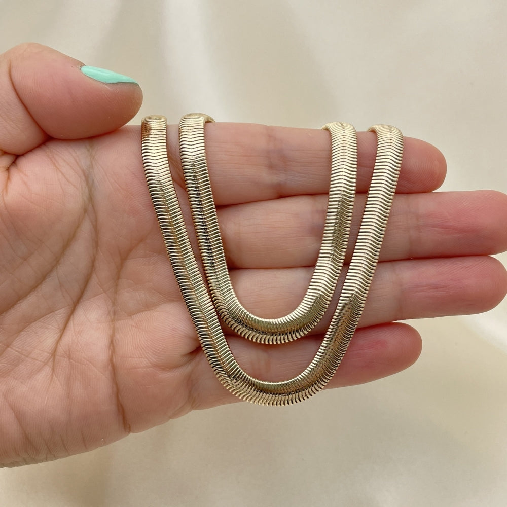 Oro Laminado Necklace and Bracelet, Gold Filled Style Rat Tail Design, Polished, Golden Finish