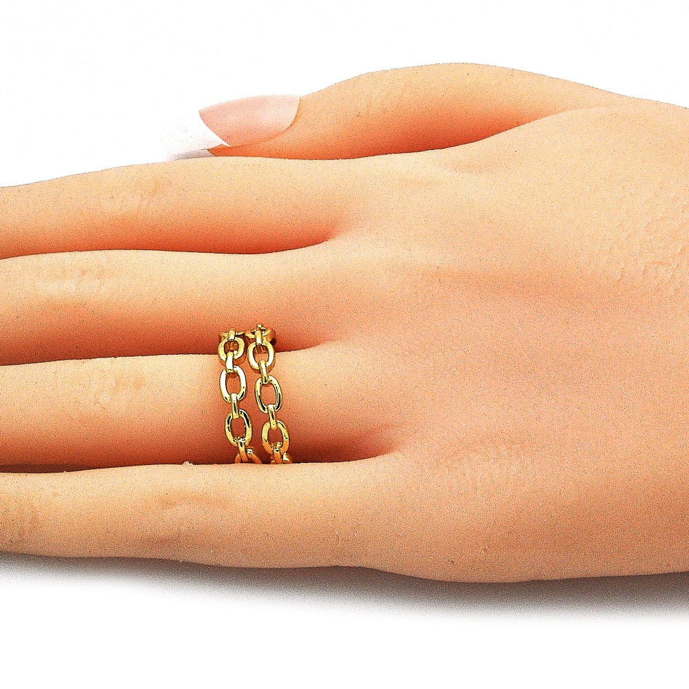 Oro Laminado Elegant Ring, Gold Filled Style Paperclip Design, Polished, Golden Finish