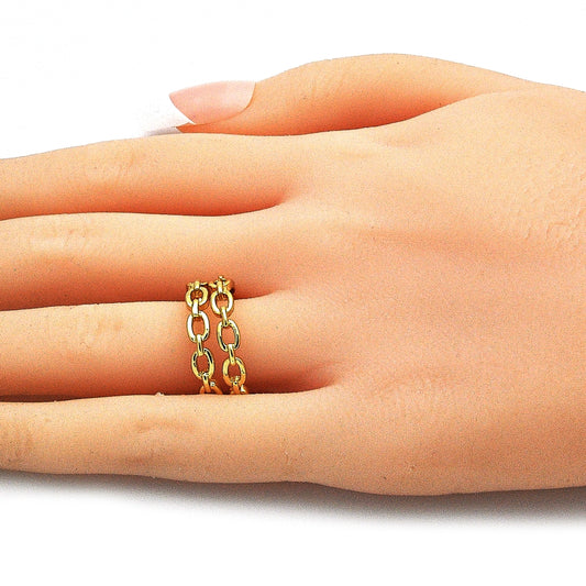 Oro Laminado Elegant Ring, Gold Filled Style Paperclip Design, Polished, Golden Finish