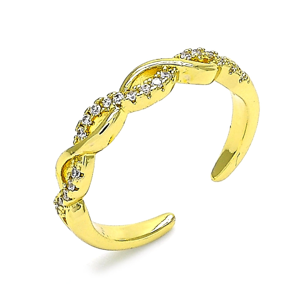 Oro Laminado Multi Stone Ring, Gold Filled Style Infinite Design, with White Micro Pave, Polished, Golden Finish