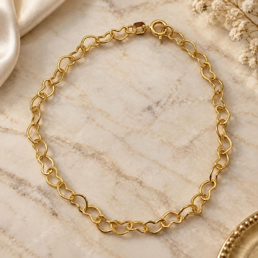 Oro Laminado Basic Bracelet, Gold Filled Style Heart Design, Polished, Golden Finish