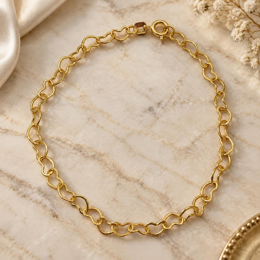 Oro Laminado Basic Bracelet, Gold Filled Style Heart Design, Polished, Golden Finish