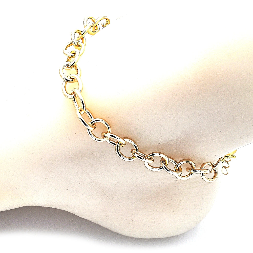 Oro Laminado Basic Anklet, Gold Filled Style Paperclip Design, Polished, Golden Finish