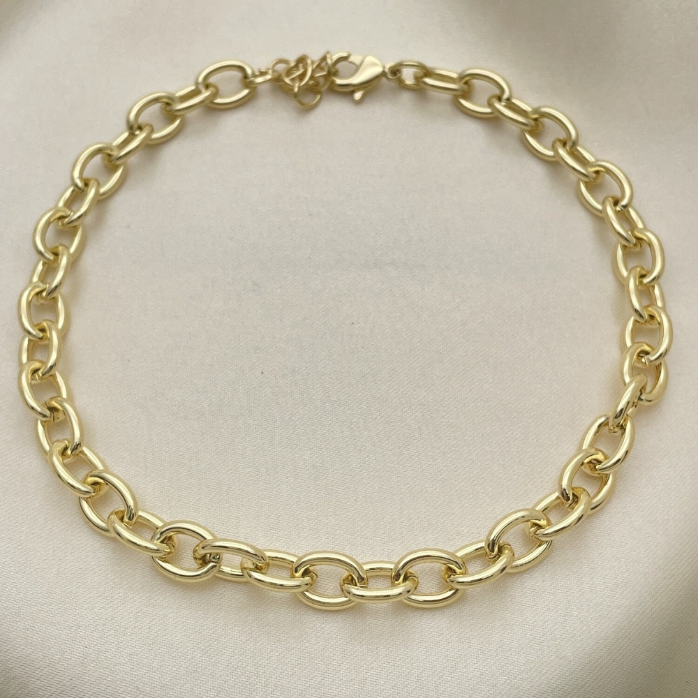 Oro Laminado Basic Anklet, Gold Filled Style Paperclip Design, Polished, Golden Finish