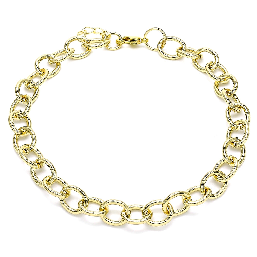 Oro Laminado Basic Anklet, Gold Filled Style Paperclip Design, Polished, Golden Finish