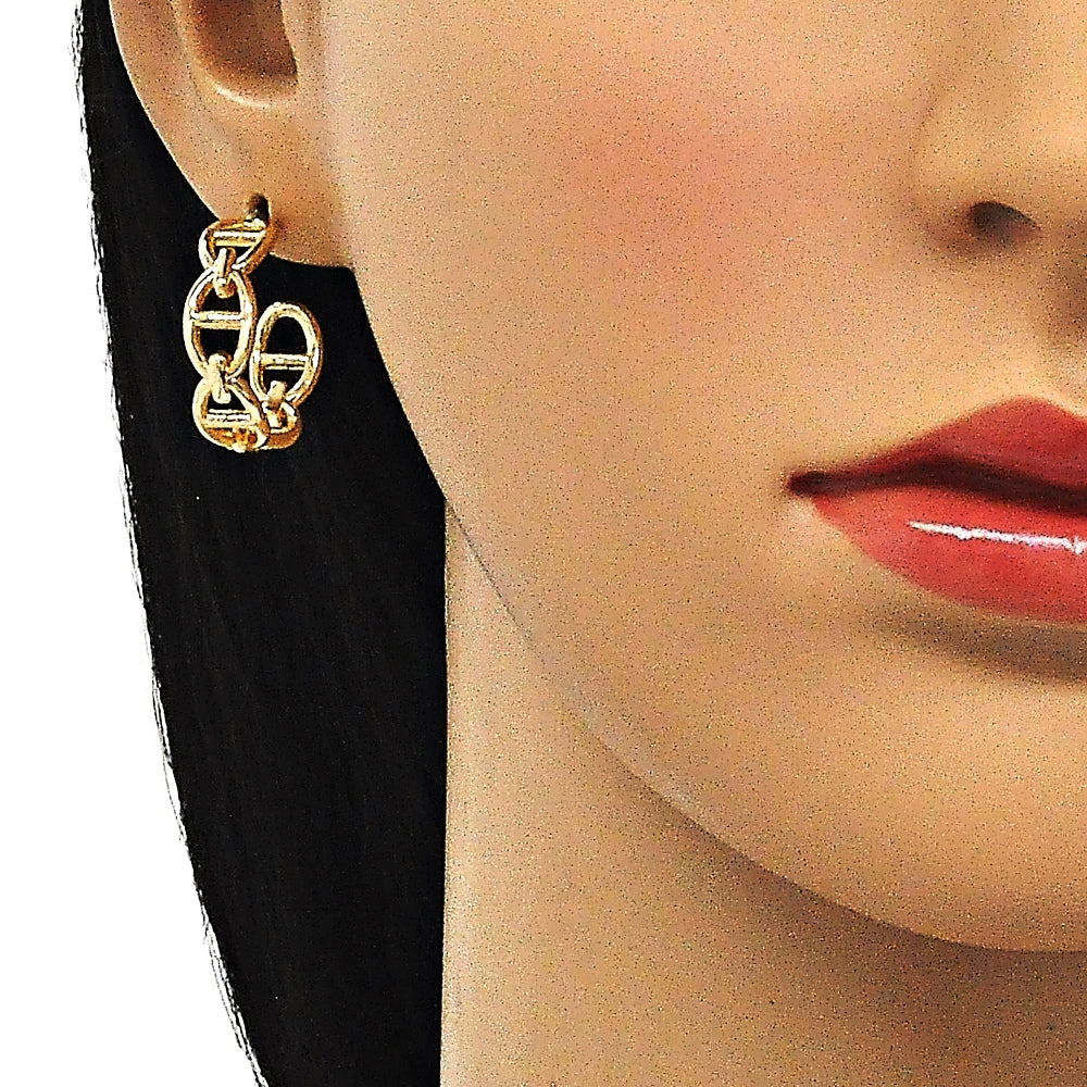 Oro Laminado Stud Earring, Gold Filled Style Puff Mariner Design, Polished, Golden Finish