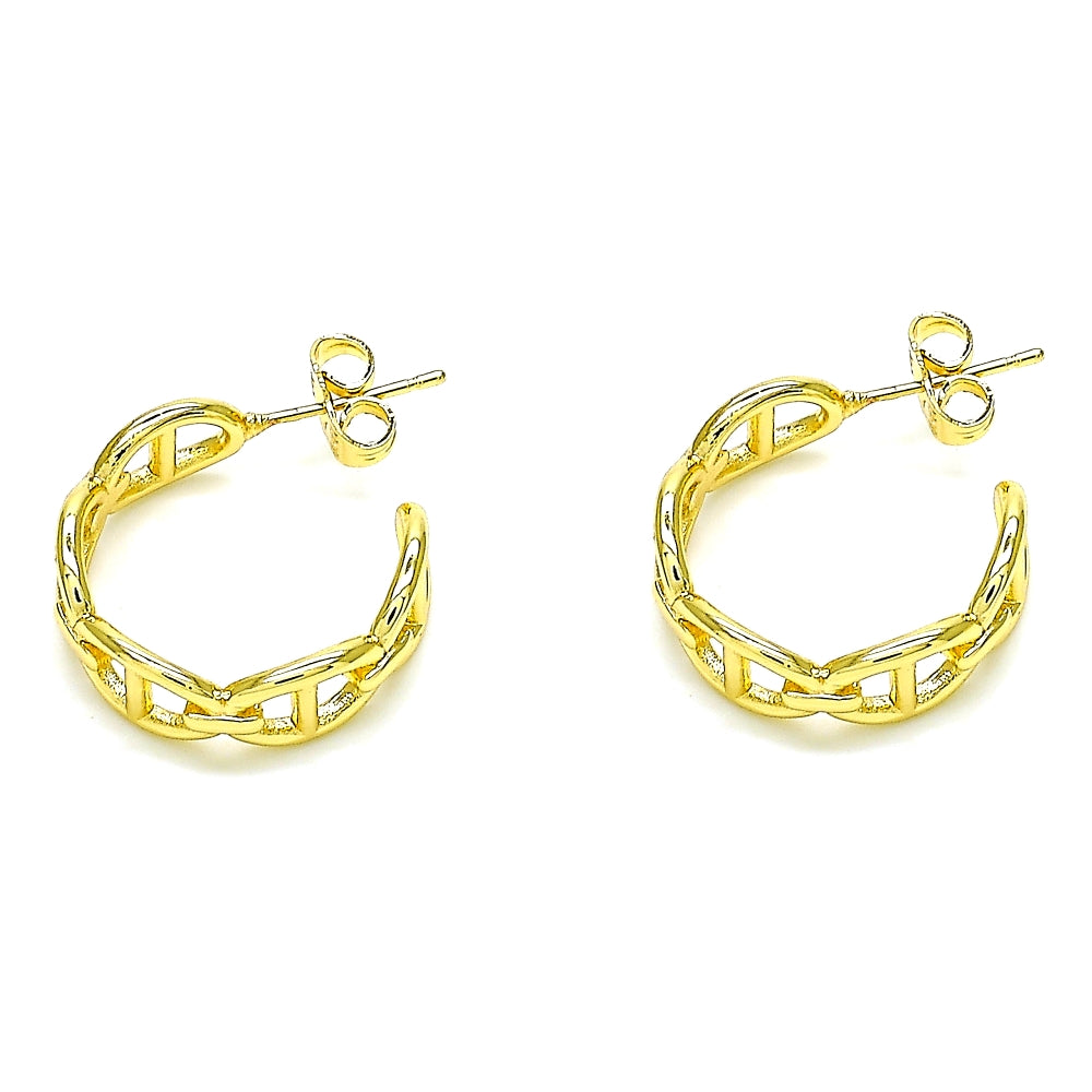 Oro Laminado Stud Earring, Gold Filled Style Puff Mariner Design, Polished, Golden Finish