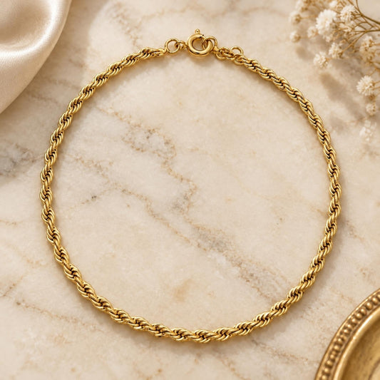 Oro Laminado Fancy Bracelet, Gold Filled Style Rope Design, Polished, Golden Finish